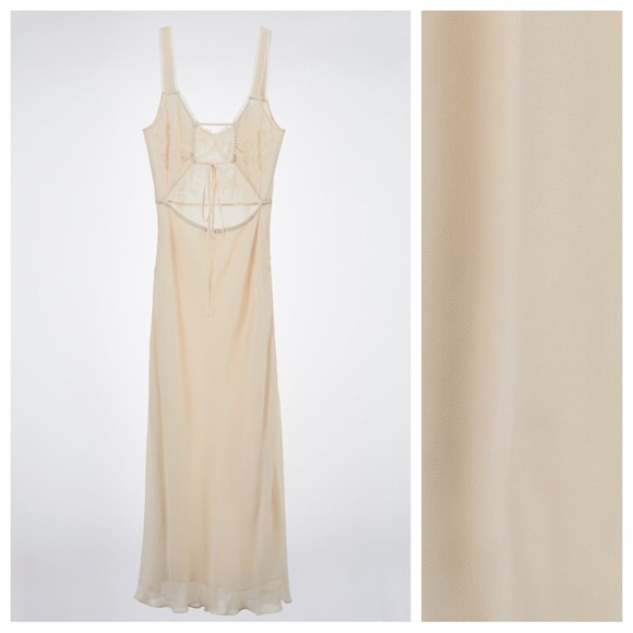 NWT. Zara Cream 100% Viscose Embraided Long Dress. Size S. - Picture 7 of 13